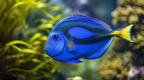 A blue fish sitting alone.
